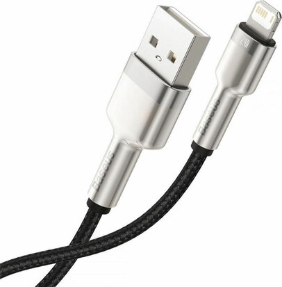 Baseus Cafule Series USB-A naar Lightning Kabel 25cm Metaal Zwart