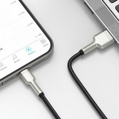 Baseus Cafule Series USB-A naar Lightning Kabel 25cm Metaal Zwart