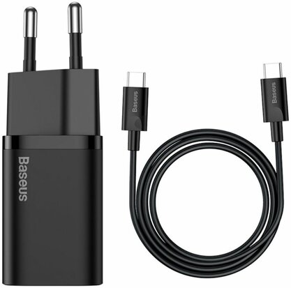 Baseus Super-Si Quick Charger 25W USB-C naar USB-C 1M Zwart