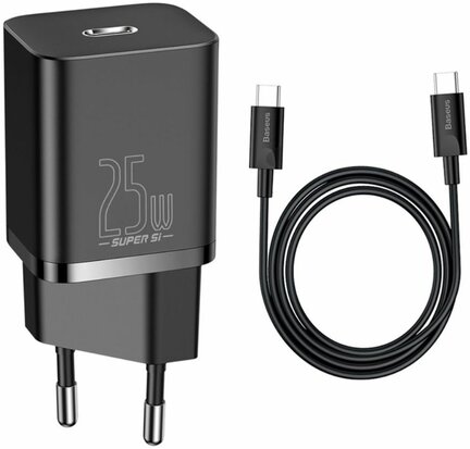 Baseus Super-Si Quick Charger 25W USB-C naar USB-C 1M Zwart