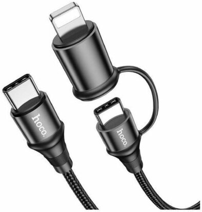 Hoco X50 2-in-1 USB-C naar USB-C / Apple Lightning 1 Meter Zwart