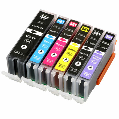 Canon pixma TS8150 inkt cartridges CLI-581 XL / PGI-580 XL set 6 stuks Compatible