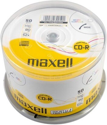 Maxell CD-R 700 MB Inkjet Printable 50 stuks