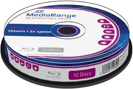 MediaRange BD-RE 25 GB 2x Speed Cakebox 10 Stuks