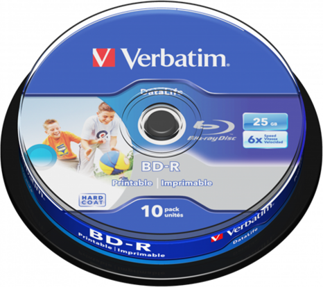 Verbatim BD-R full-printable 25 GB 6x speed in cakebox 10 stuks 