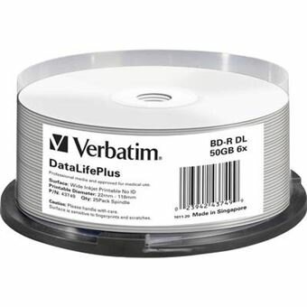 Verbatim BD-R DL Printable 50 GB 6x Speed in Cakebox 25 Stuks