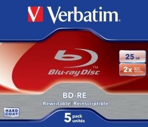 Verbatim BD-RE 25 GB 2x Speed In Jewelcase 5 Stuks