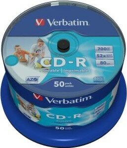 Verbatim CD-R 700 MB AZO Inkjet Printable 50 stuks