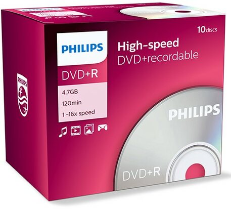 Philips DVD+R 4.7 GB 10 stuks in jewel case