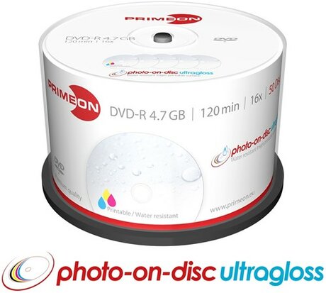 Primeon DVD-R 4.7 GB Inkjet Glossy Printable 50 stuks