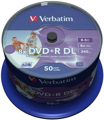 Verbatim DVD+R DL 8.5 GB Inkjet Printable 50 stuks 