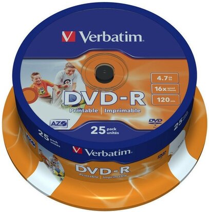 Verbatim DVD-R 4.7 GB Inkjet Printable 25 stuks